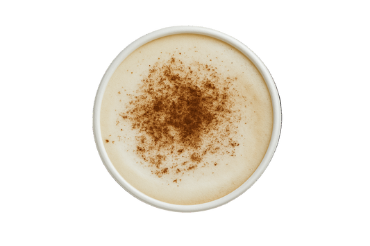 Cappuccino in a white cup with a light background
