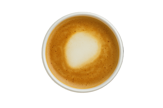 Cortado white cup on a light gray background